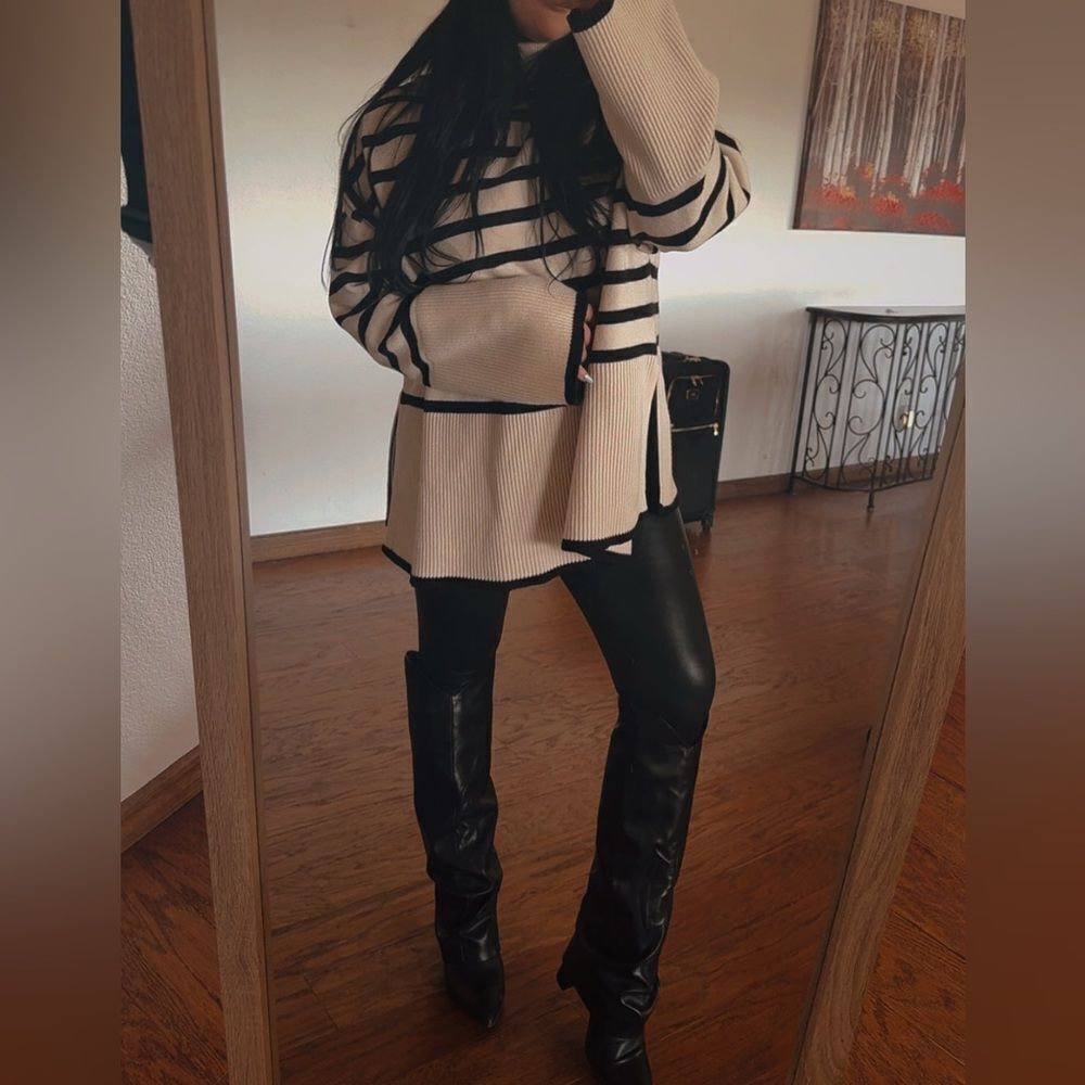 Cream and white striped sweater